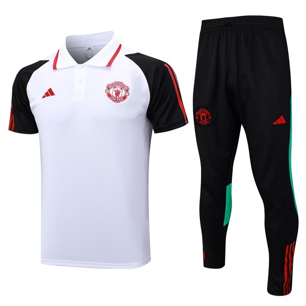 Polo Manchester United Conjunto Completo 2024 Weiß